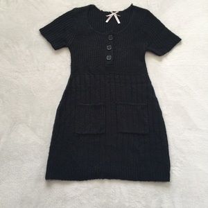 Short-Sleeve Button-up Sweater Dress